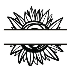 Hand drawn sunflower illustration for tattoo, pattern, poster