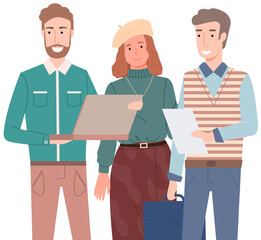 People greeting gesture. Different nations representatives waving hand saying hello