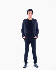 Naklejka premium Young businessman on white background