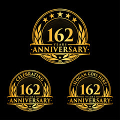 162 years anniversary collection logotype. Vector and illustration.
