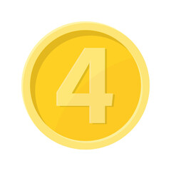 Simple illustration of coin with number four Concept of internet icon