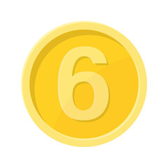 Obraz premium Simple illustration of coin with number six Concept of internet icon