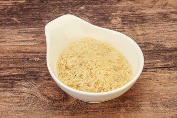 Raw basmati rice in the bowl