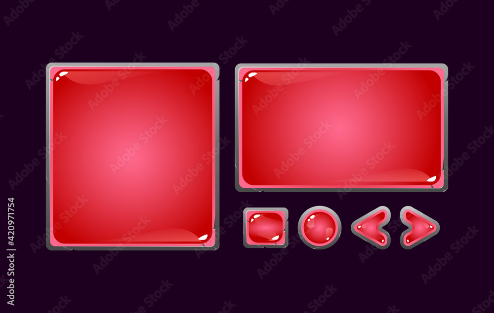 Wall mural set of fantasy stone jelly game ui board pop up for gui asset elements vector illustration