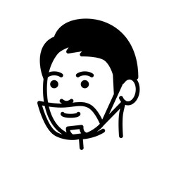 Man wearing mouth shield. Vector illustration.