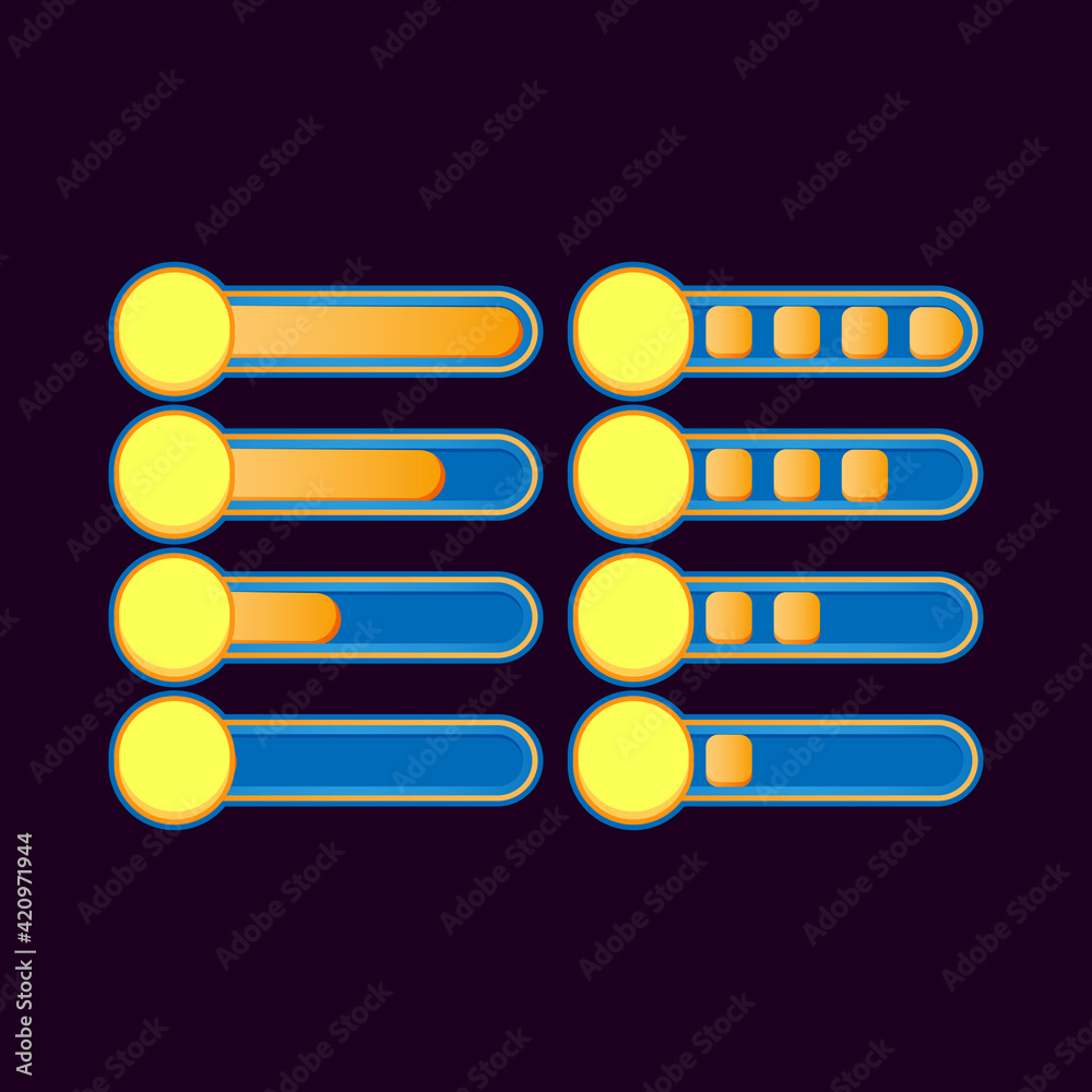 Wall mural set of funny casual money progress bar for game ui asset elements vector illustration