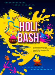 illustration of  Colorful splash for Holi background for Festival of Colors celebration 