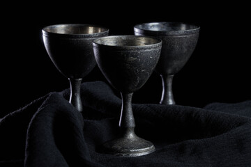 Antique metal wine glasses