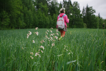 girl running in the field