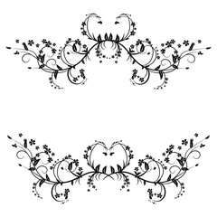 Floral swirls and ornate motifs with leaves and flowers. Design elements for page decoration cards, wedding, banner, frames. Vector illustration.