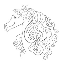 Beautiful horse with a gorgeous mane. Vector illustration