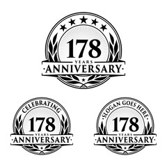 178 years anniversary collection logotype. Vector and illustration.
