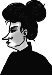 vector illustration of middle aged angry woman in profile