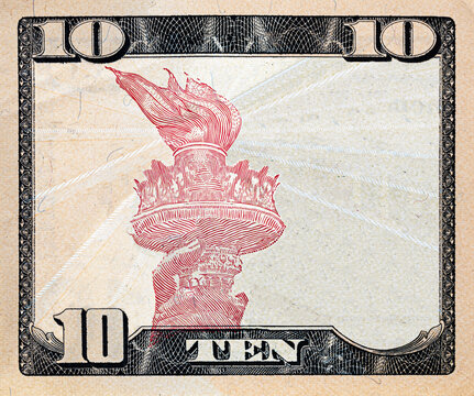 Modified decorative 10 dollar bill artwork