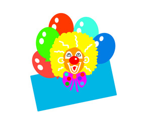 Clown with balloons on a white background. Cartoon. Vector illustration.