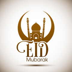 Obraz premium Eid Mubarak greeting card for the Muslim community festival celebration.
