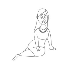 Beautiful girl sitting. Line style. Vector illustration