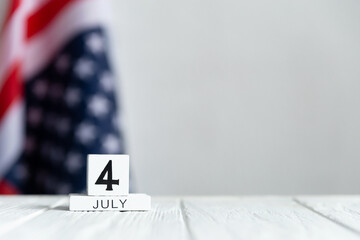 Independence Day, The Fourth of July, calendar on the US flag background, July 4