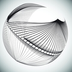 Lines in unusual Form . Sphere Vector Illustration .Technology round. Wave Logo . Design element . Abstract Geometric shape .