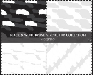 Black and White Brush Stroke Fur Seamless Pattern Collection