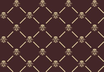 Fototapeta premium Seamless pattern of brown color with golden patterns