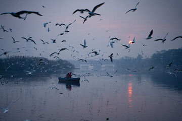 Beautiful sunrise in Yamuna Ghat
