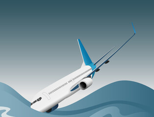 An airplane that swooped down and fell into the sea