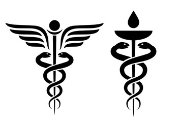 Caduceus vector icon, medical snake symbol