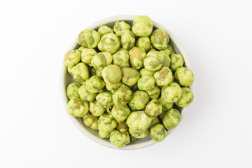 Horseradish beans on white background