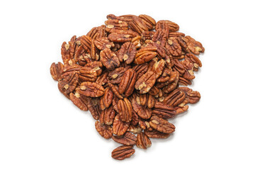 Pecan-nut isolated on white background. Top view.