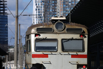 electric train at the train station in the city