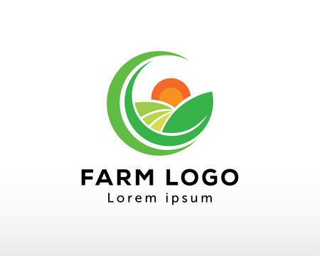 farm logo sun creative logo agriculture logo leave creative