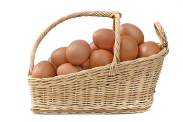 basket with eggs isolated on white backgrounds 