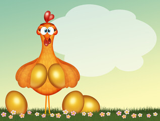 illustration of hen with golden eggs © adrenalinapura