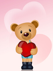 illustration of teddy bear with heart