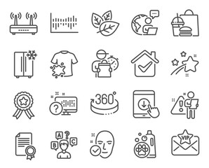 Business icons set. Included icon as Column diagram, 360 degrees, Certificate signs. Vector