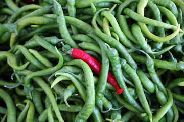 green and red chili peppers