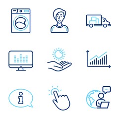 Fototapeta na wymiar Business icons set. Included icon as Music making, Information, Touchpoint signs. Vector