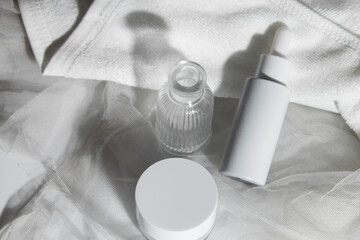 mockup of beauty fashion cosmetic makeup bottle serum dropper product with skincare healthcare concept on background