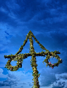 Maypole At Midsummer Festival In Sweden