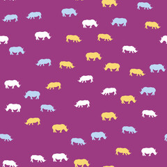 Seamless vector pattern with African Rhinos