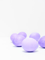 Easter eggs on white background. Easter concept.  Copy space.