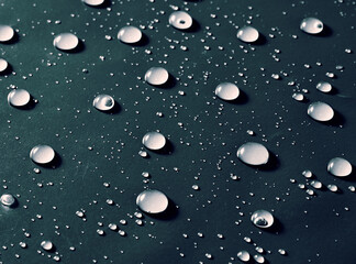 Water drops on grey background.