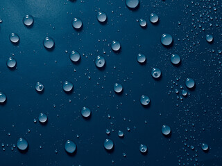 Water drops on blue background.