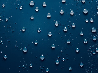 Water drops on blue background.