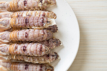 steamed crayfish or mantis shrimps or stomatopods