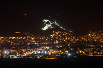 Fototapeta premium Mugla Mentese City Night Skyline Panoramic Photo