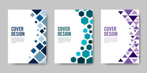 Set of book cover designs in a colorful geometric style. Vector illustration.