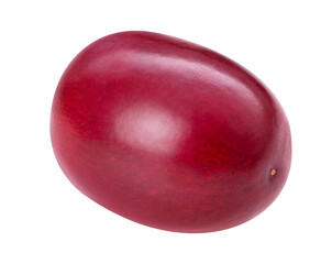 Fototapeta premium Purple dark fresh grape seedless berry. Red ripe grape isolated on white background. Macro, studio shot, front view.