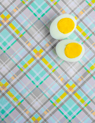 eggs on geometric background, concept background template for food 